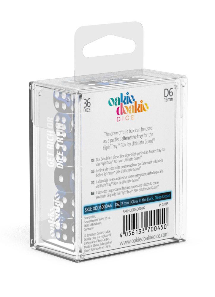 oakie doakie DICE D6 Dice 12 mm Glow in the Dark - Deep Ocean (36)