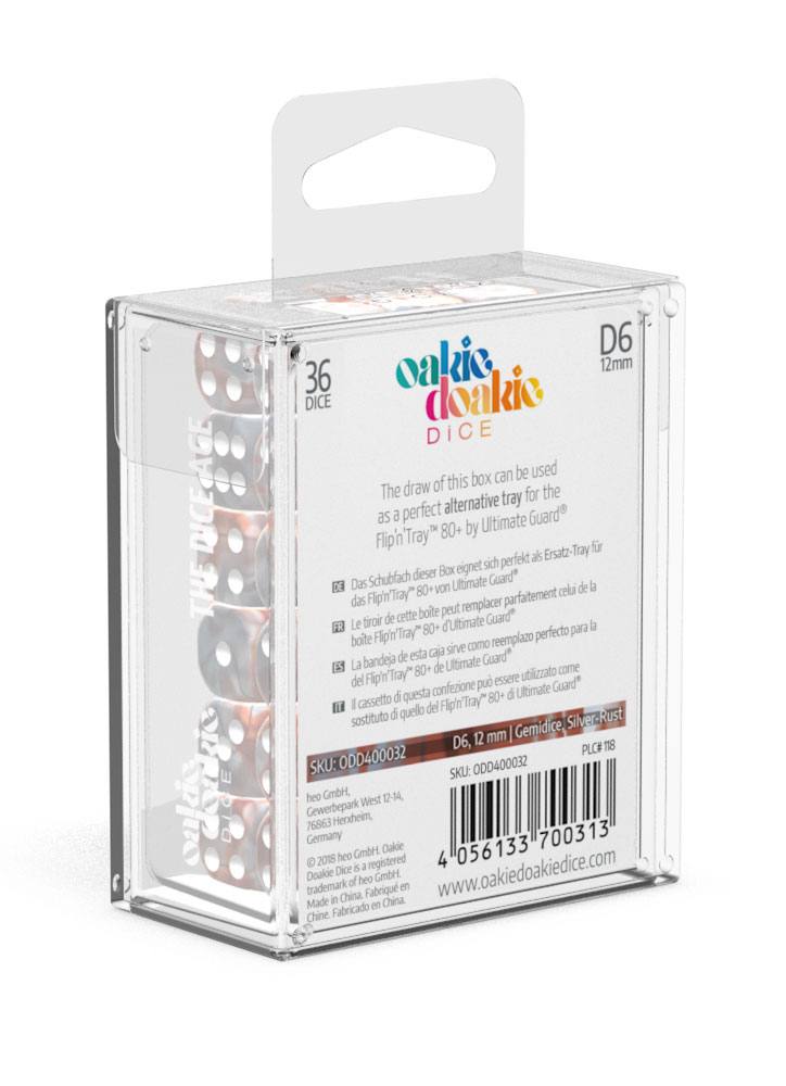 oakie doakie DICE D6 Dice 12 mm Gemidice - Silver-Rust (36)