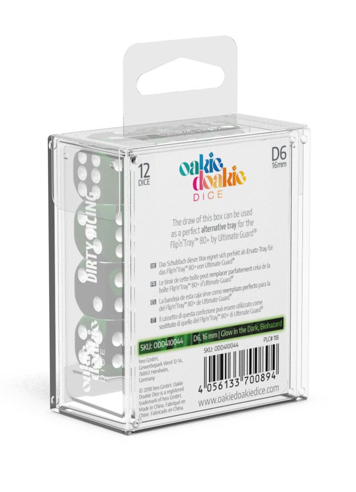 oakie doakie DICE D6 Dice 16 mm Glow in the Dark - Biohazard (12)