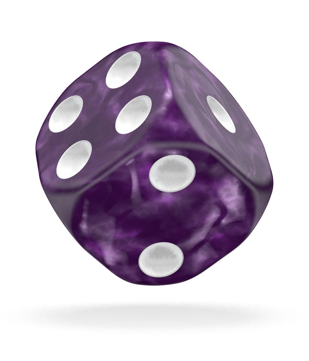 oakie doakie DICE D6 Dice 16 mm Marble - Purple (12)