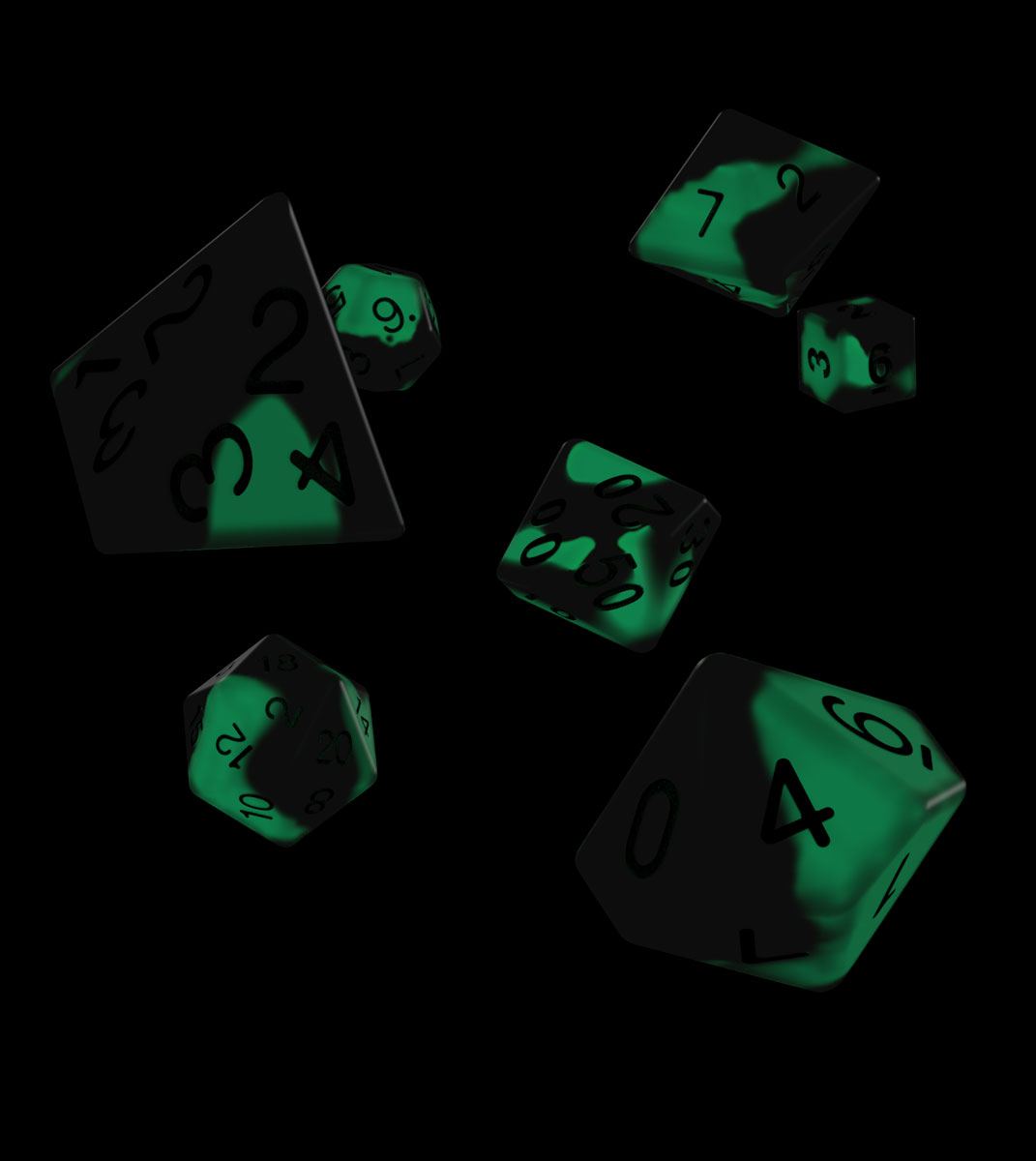 oakie doakie DICE RPG Set Glow in the Dark - Biohazard (7)