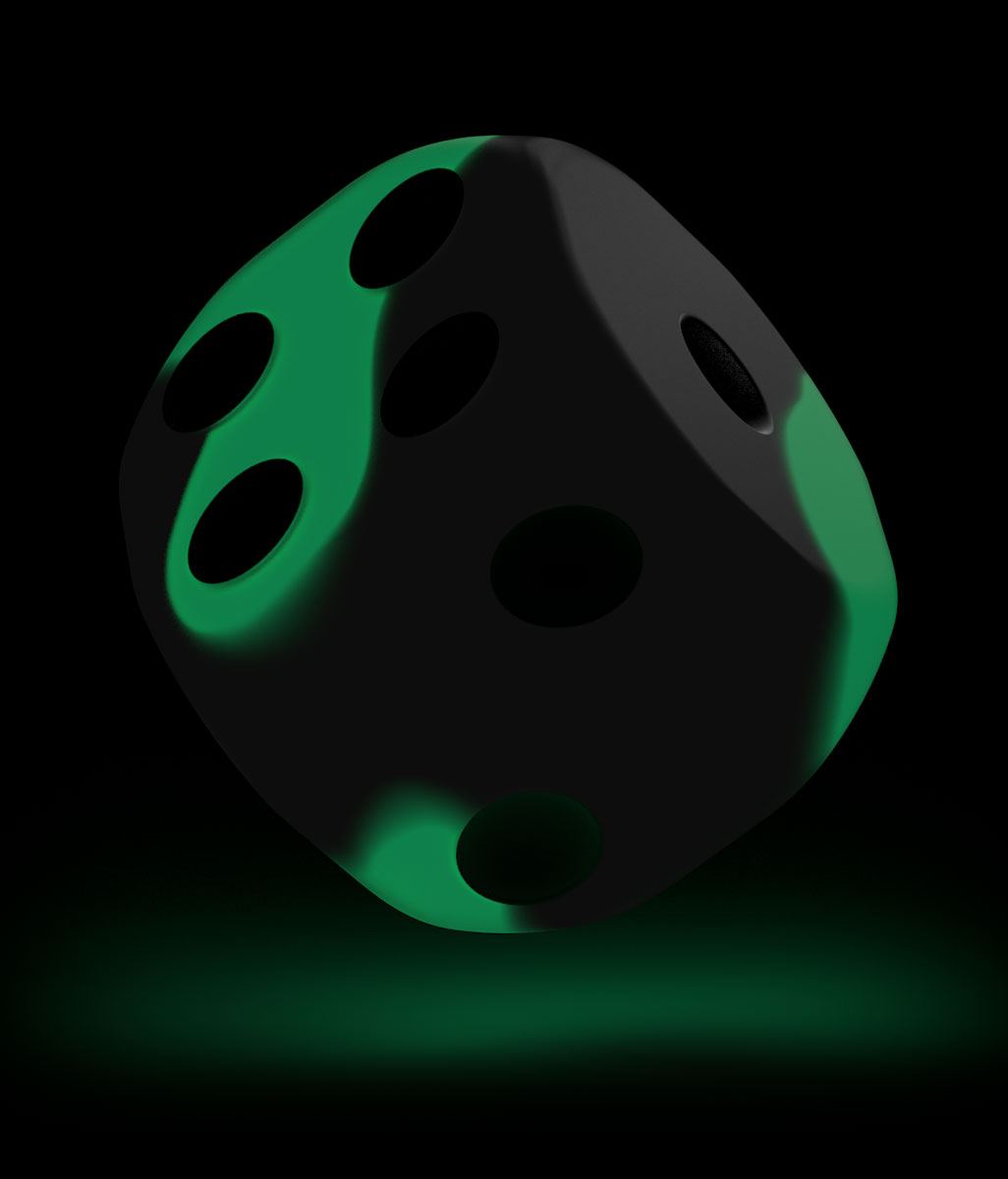 oakie doakie DICE D6 Dice 16 mm Glow in the Dark - Biohazard (12)