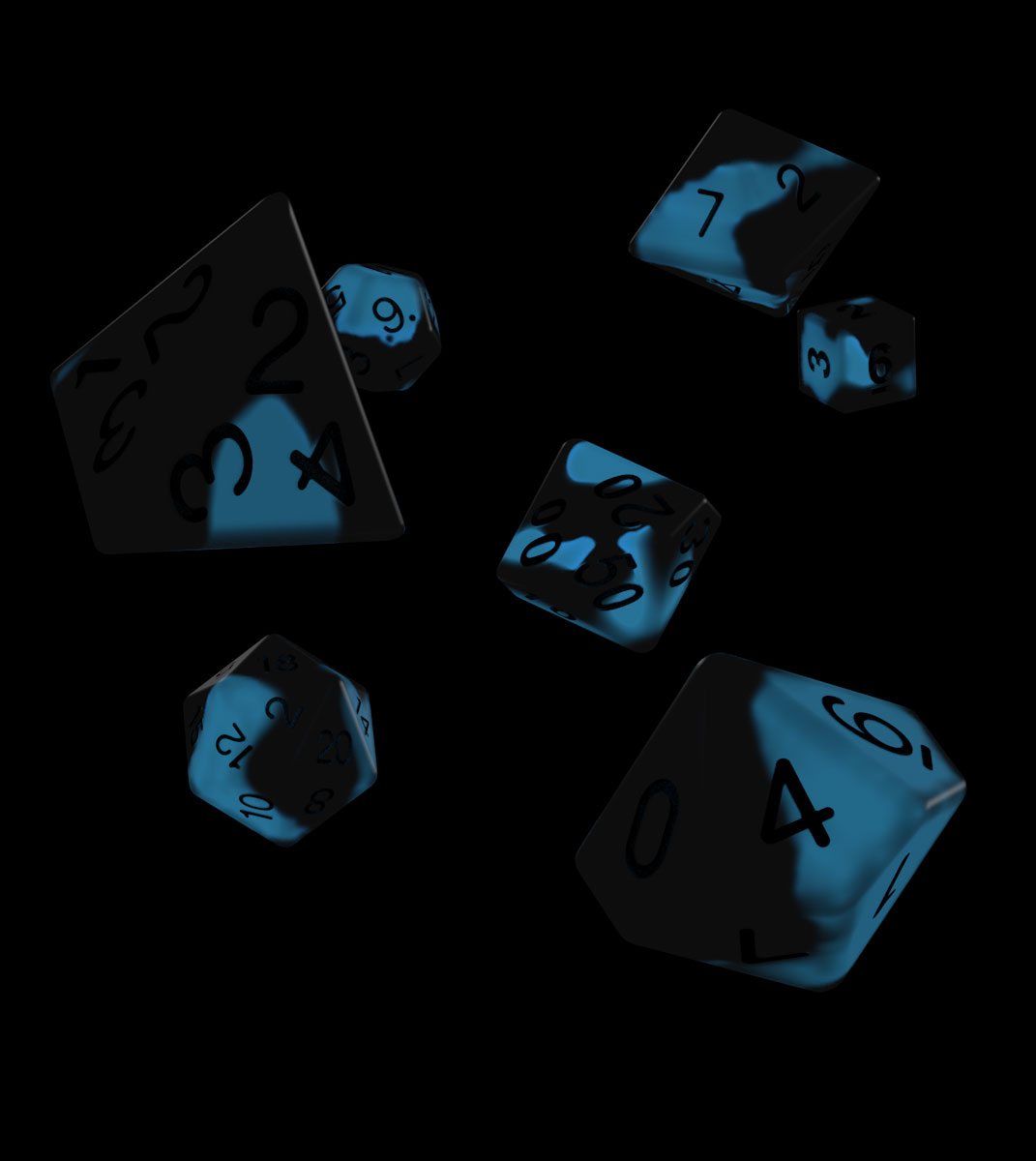 oakie doakie DICE RPG Set Glow in the Dark - Deep Ocean (7)