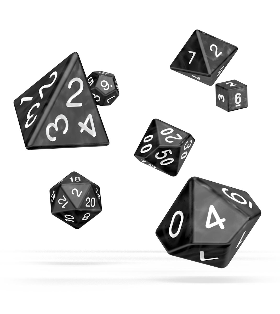 oakie doakie DICE RPG Set Marble - Black (12)