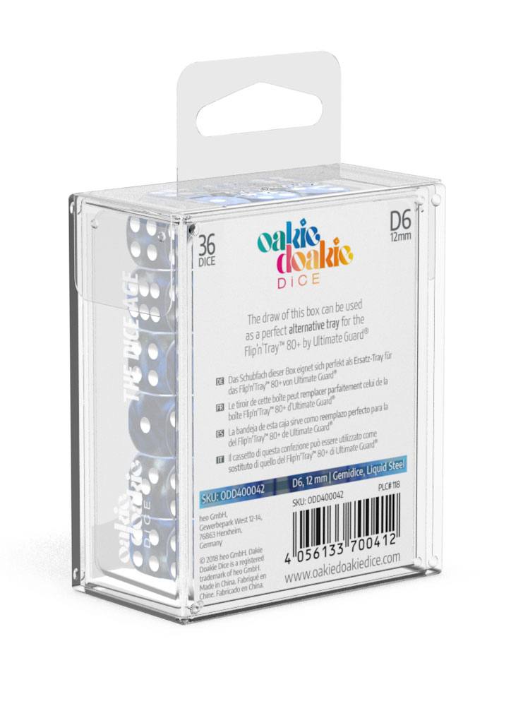 oakie doakie DICE D6 Dice 12 mm Gemidice - Liquid Steel (36)