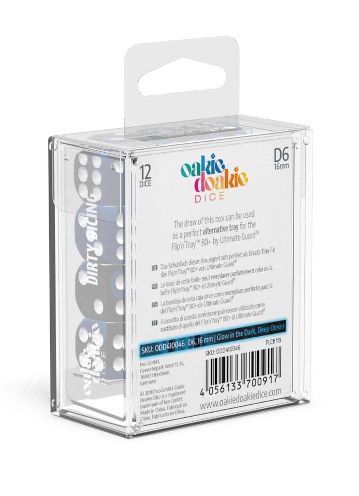 oakie doakie DICE D6 Dice 16 mm Glow in the Dark - Deep Ocean (12)