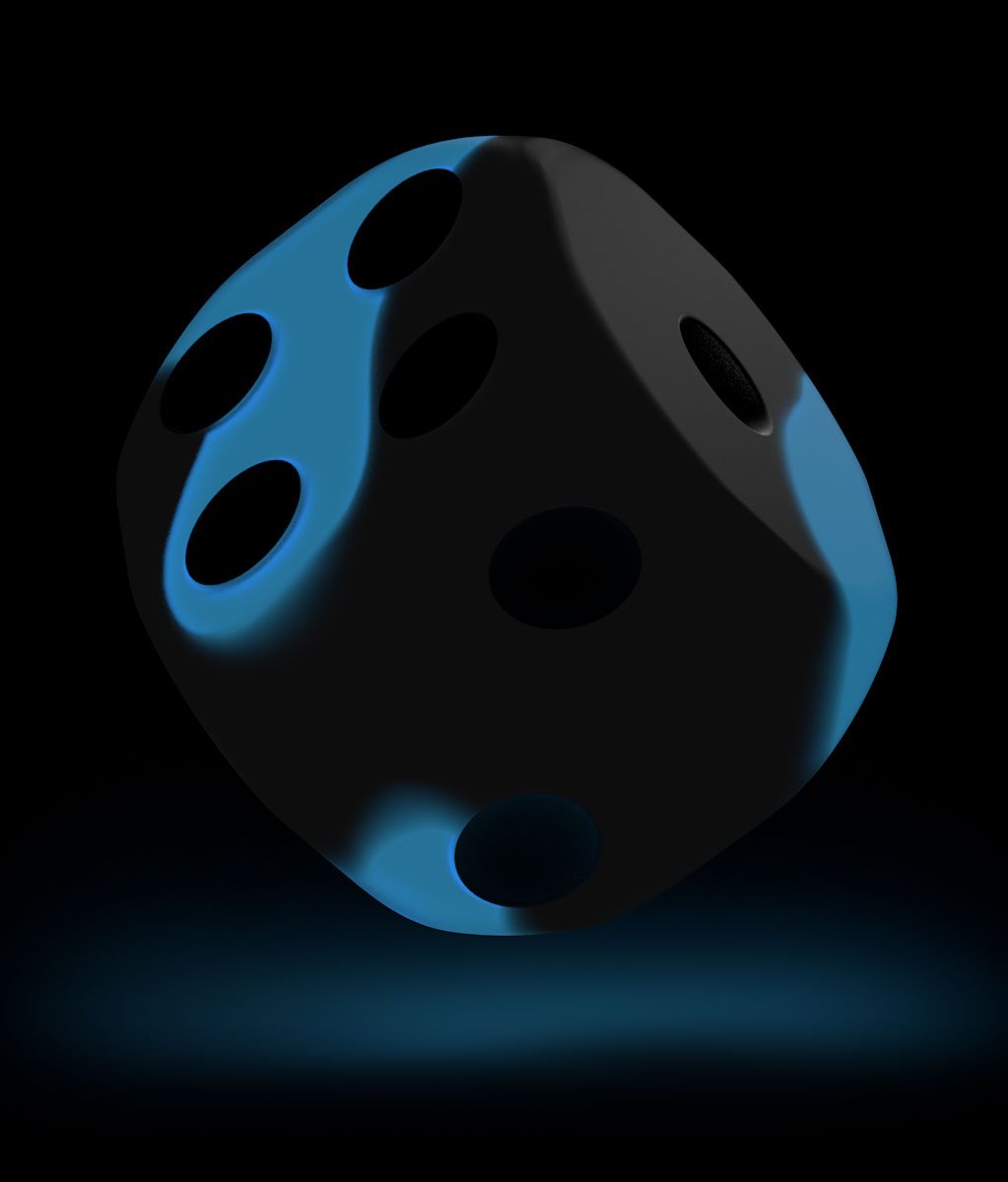 oakie doakie DICE D6 Dice 16 mm Glow in the Dark - Deep Ocean (12)
