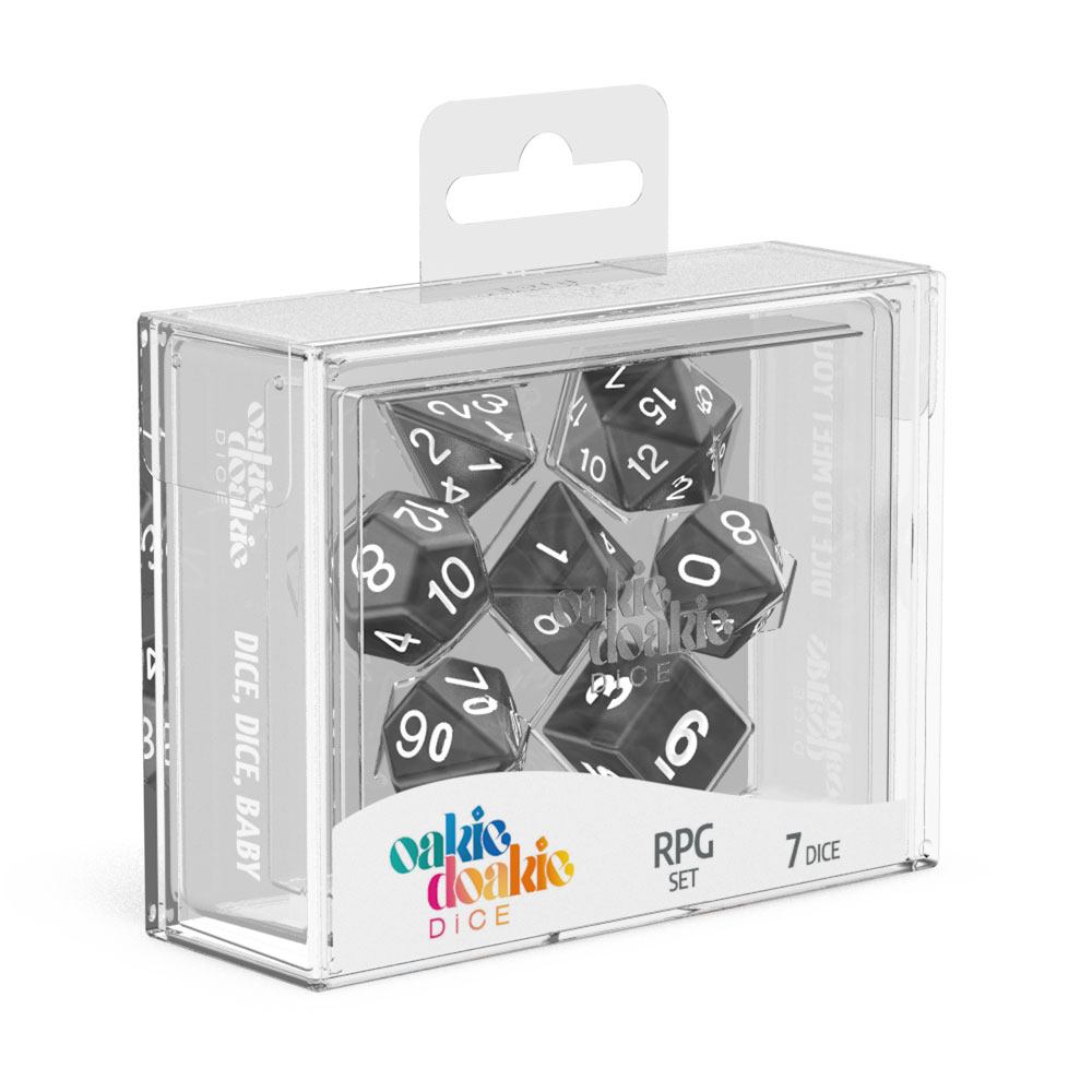 oakie doakie DICE RPG Set Marble - Black (12)