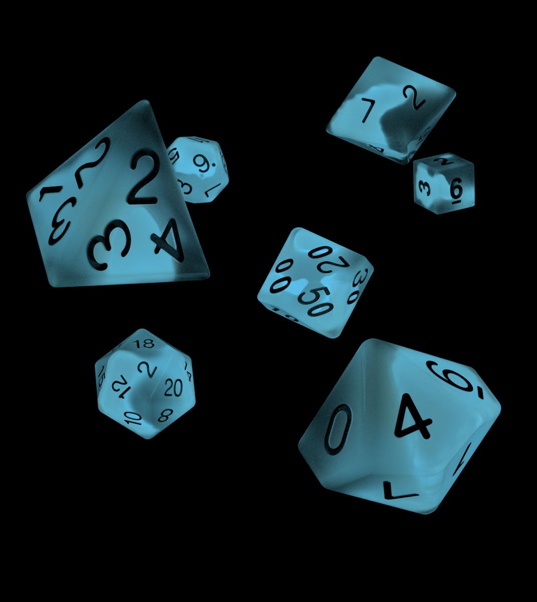 oakie doakie DICE RPG Set Glow in the Dark - Arctic (7)